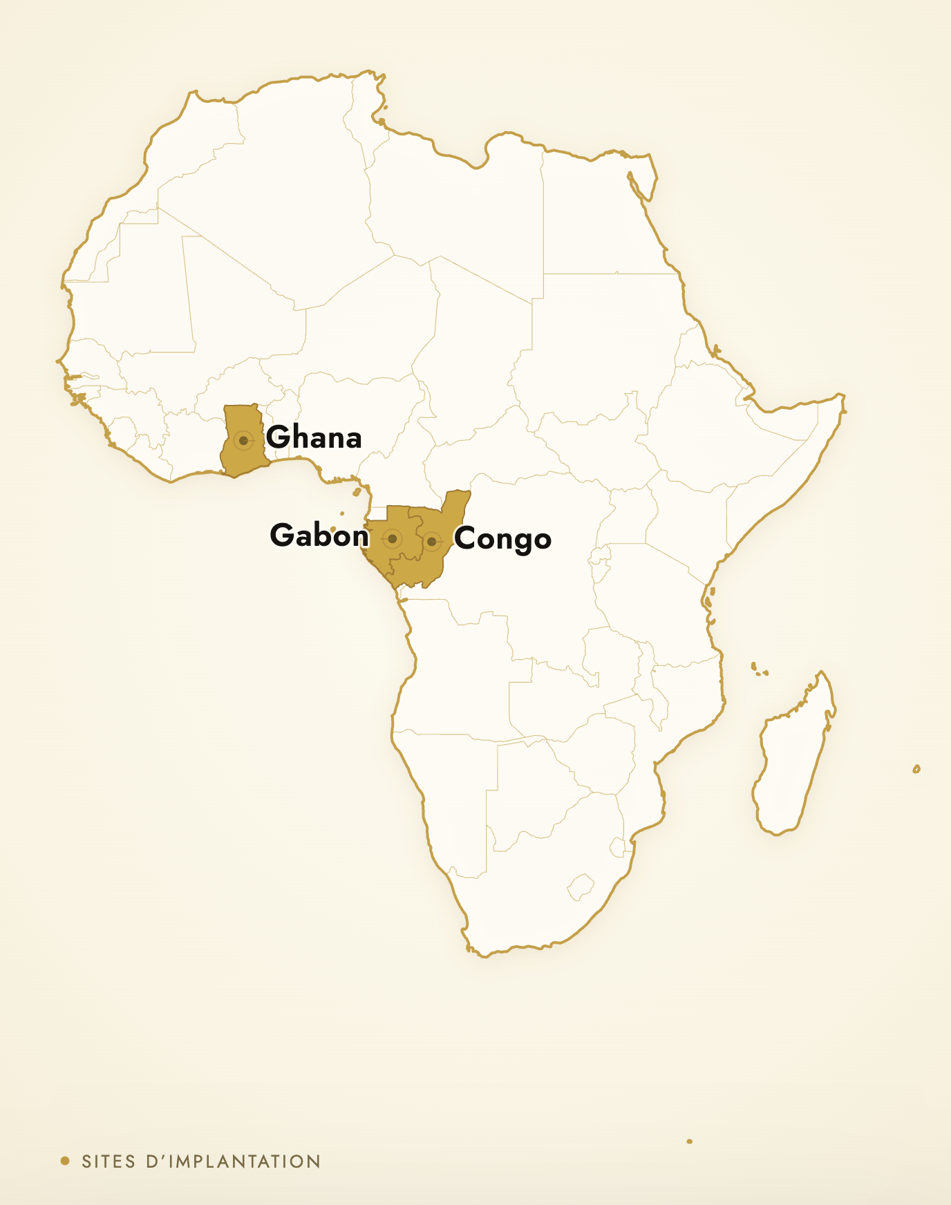Carte des implantations africaines d'AMR